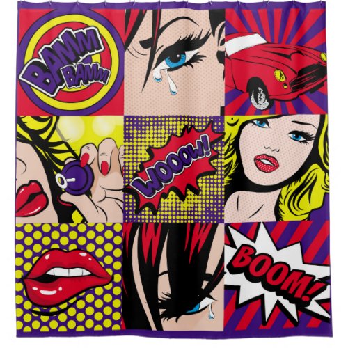 Pop art Card Illustrationartpopbeautifulcomicd Shower Curtain