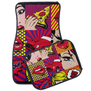 Pop art Card Illustrationpattern,art,comic,pop,ret Car Floor Mat