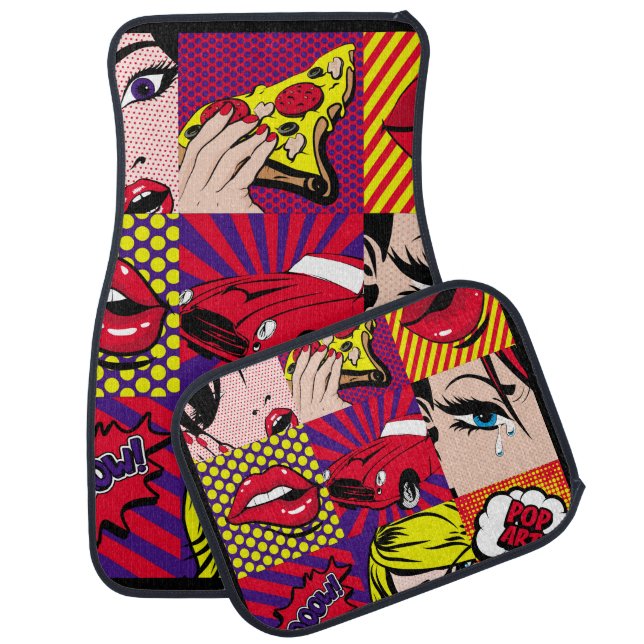 Pop art Card Illustrationpattern,art,comic,pop,ret Car Floor Mat (Set)