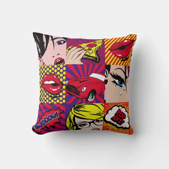 Pop art Card Illustrationpattern,art,comic,pop,ret Throw Pillow (Front)
