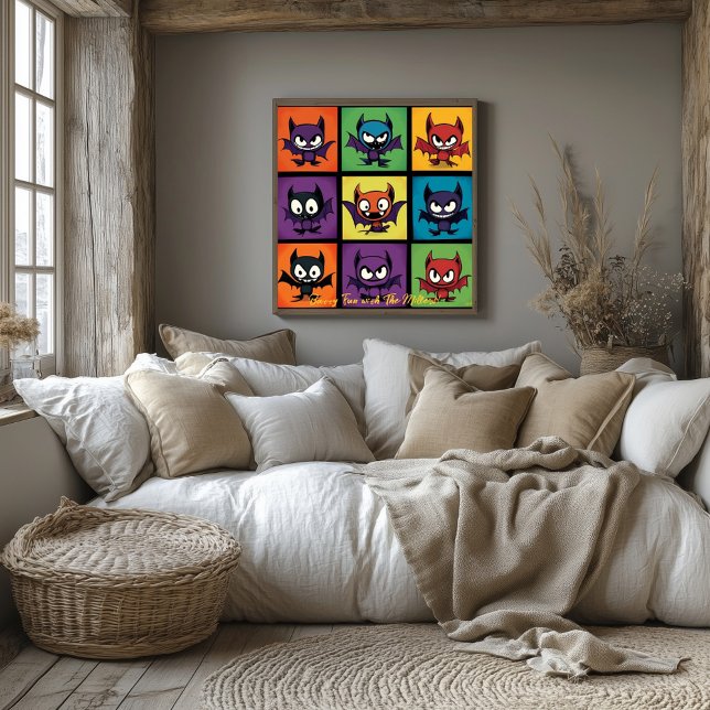 Pop Art Cartoon Bat Grid Halloween Wall Art (Creator Uploaded)