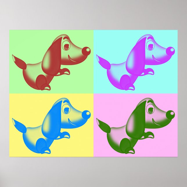 Pop Art Cartoon Dog Poster (Front)