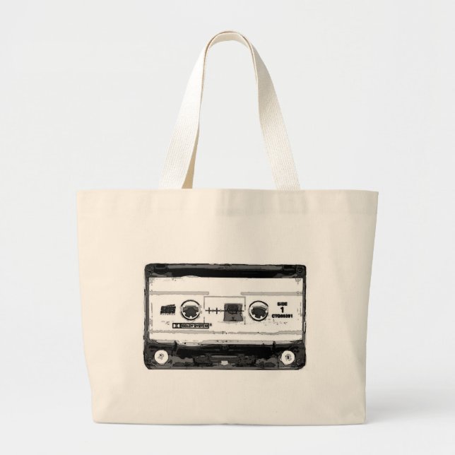 Pop Art Cassette Large Tote Bag (Front)