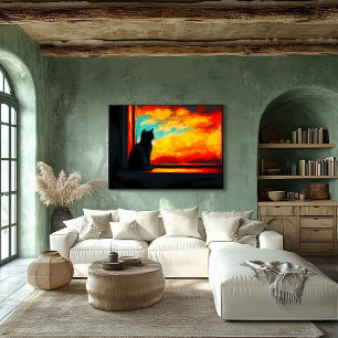 Pop Art Cat at Sunset - Window view Poster