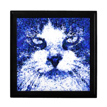 Pop Art Cat Blue Gift Box by M_Sylvia_Chaume at Zazzle