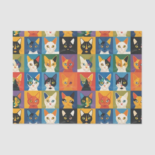 Pop Art Cat Collage Decoupage Tissue Paper (Front)