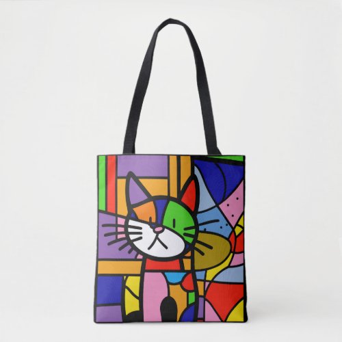 Pop Art Cat Design Vibrant and Coulourful  Tote Bag