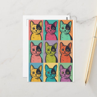 Pop Art Cat Photo Modern Trendy Retro Postcard