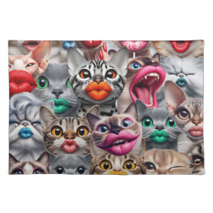 Pop Art Cat Placemat – Funny Cats with Colorful Li