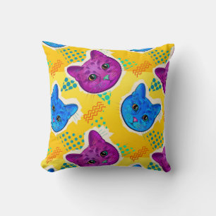 Pop Art Cat Throw Pillow