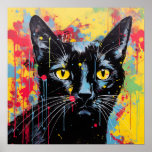 Pop Art Cats: Black Poster<br><div class="desc">Pop art abstract black cat</div>