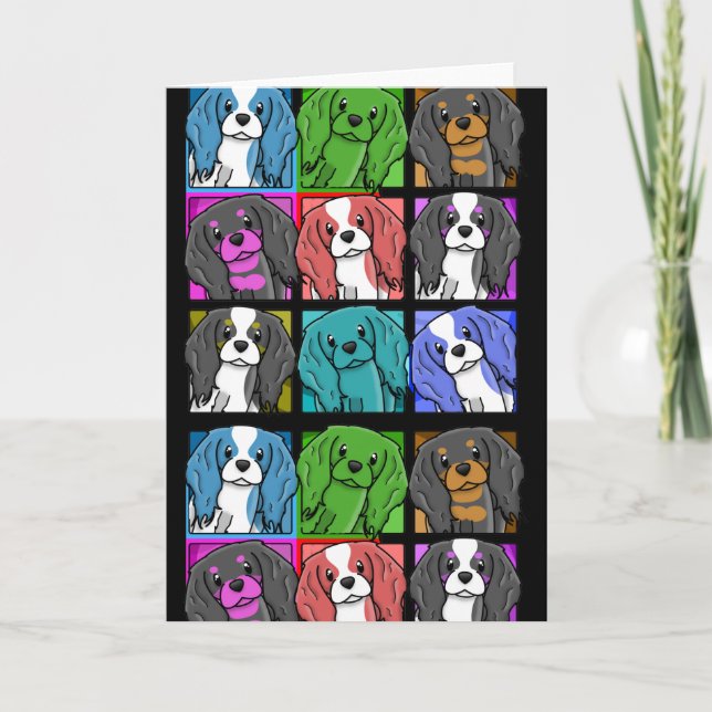 Pop Art Cavalier King Charles Spaniel Card (Front)