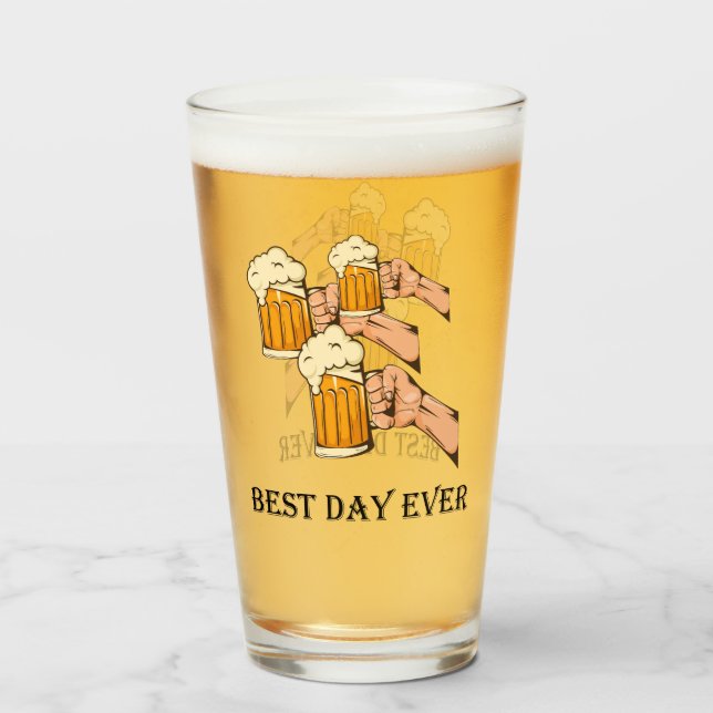 Pop Art Cheers Beers Best Day Ever Glass (Front Filled)
