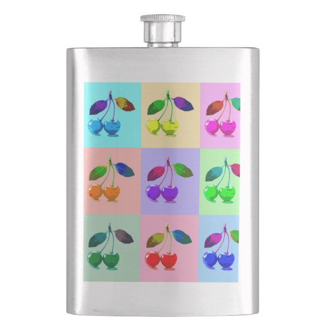 Pop Art Cherry Pattern  Flask (Front)