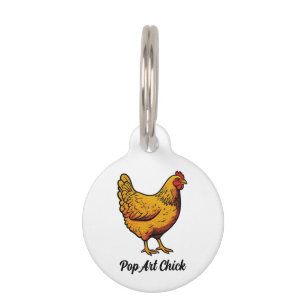 Pop Art Chick, modern retro design Pet ID Tag