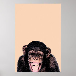 Pop Art Chimpanzee Sticking Tongue Out Poster