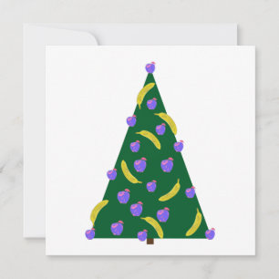 Pop Art Christmas Tree with Apples and Bananas  Holiday Card