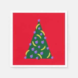 Pop Art Christmas Tree with Apples & Bananas Red Napkins