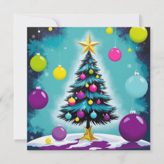 Pop Art Christmas with Candy Colored Ornaments Holiday Card