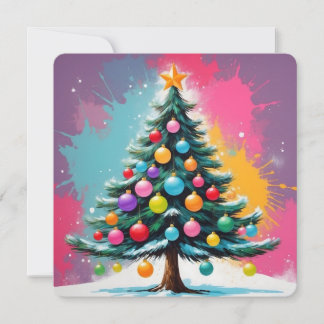 Pop Art Christmas with Splashes of Colors Holiday Card
