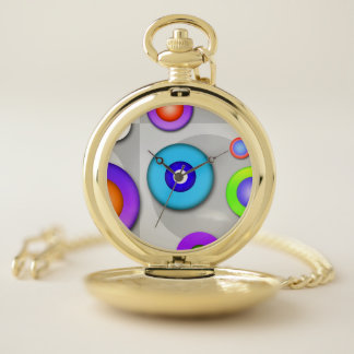 POP ART CIRCLES Abstract Art Design Pocket Watch