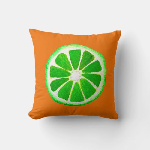 Pop art citrus lime fruit original watercolour art throw pillow