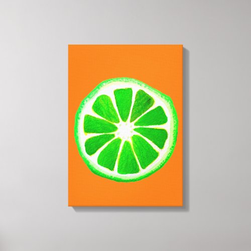 Pop art citrus lime fruit original watercolour canvas print