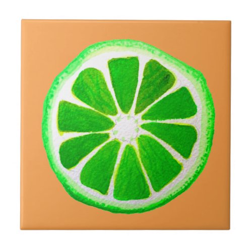 Pop art citrus lime fruit original watercolour ceramic tile