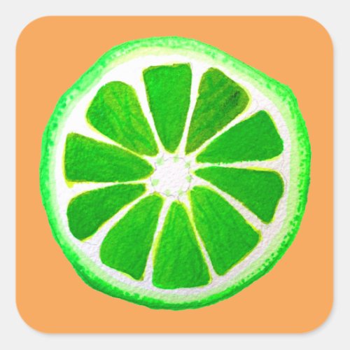 Pop art citrus lime fruit original watercolour square sticker