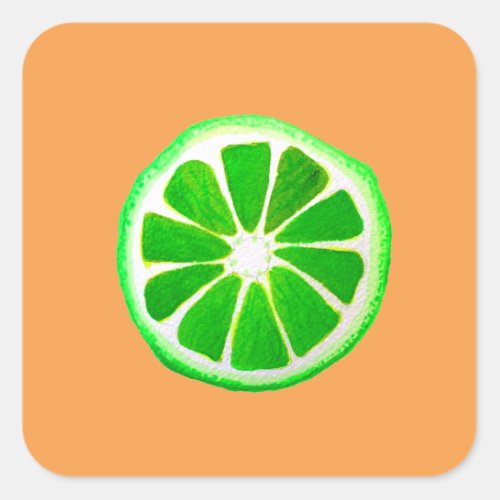 Pop art citrus lime fruit original watercolour square sticker