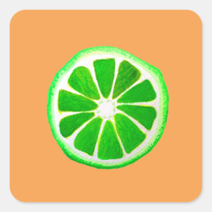 Pop art citrus lime fruit original watercolour square sticker