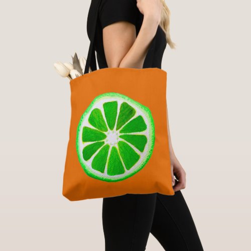 Pop art citrus lime fruit original watercolour tote bag