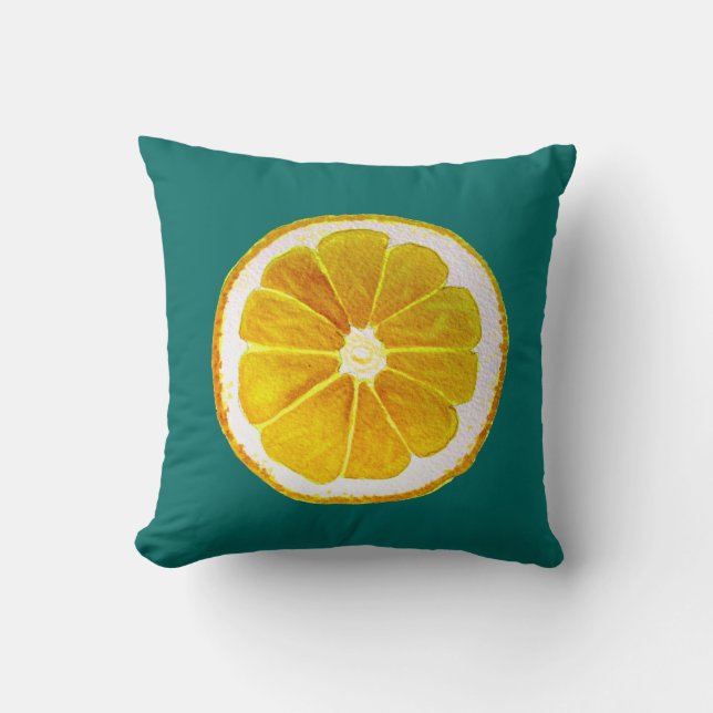 Pop art citrus yellow lemon original  art throw pillow (Front)