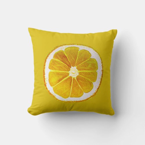 Pop art citrus yellow lemon original  art throw pillow