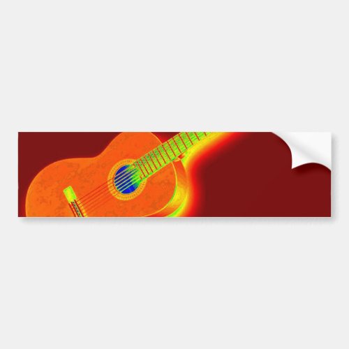 Pop Art Classical Guitar Bumper Sticker