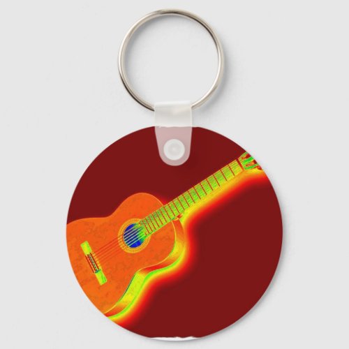 Pop Art Classical Guitar Keychain