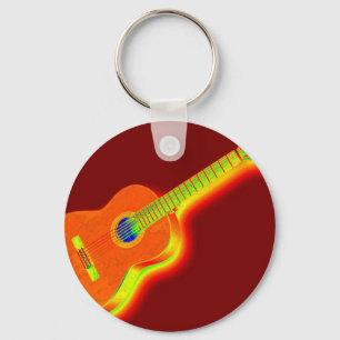 Pop Art Classical Guitar Keychain