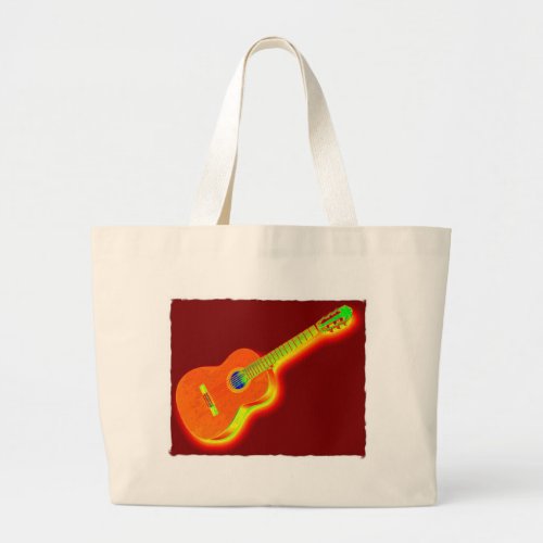 Pop Art Classical Guitar Large Tote Bag