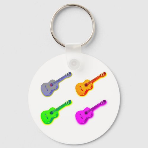 Pop Art Classical Spanish Guitar Keychain