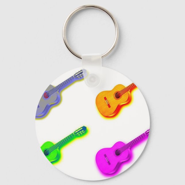 Pop Art Classical Spanish Guitar Keychain (Front)