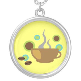 Pop Art Coffee Silver Plated Necklace