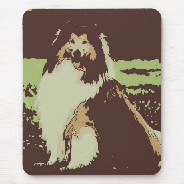 Pop Art Collie Dog Mouse Pad (Front)