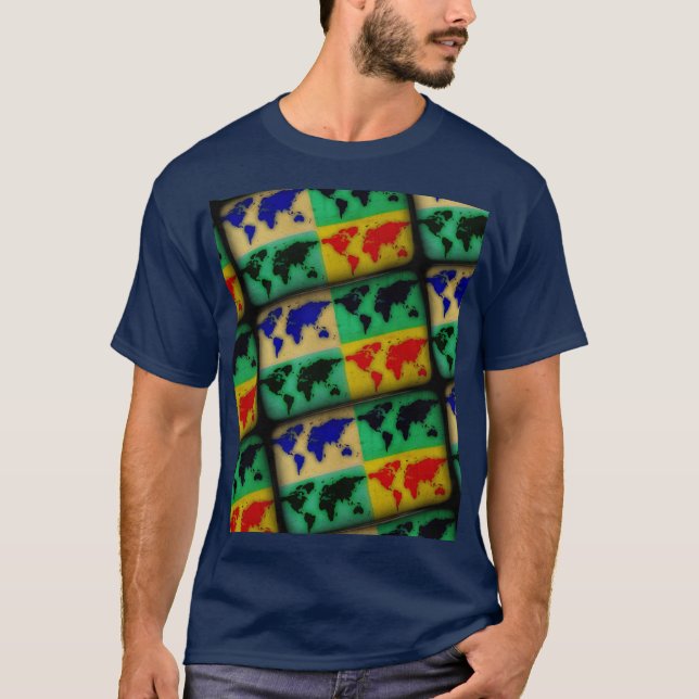 pop art color World Maps T-Shirt (Front)