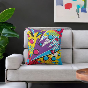 Pop Art Colorful Abstract Print Throw Pillow