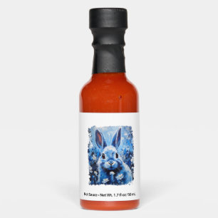 Pop Art Colorful Bunny Rabbit Blue Hot Sauces