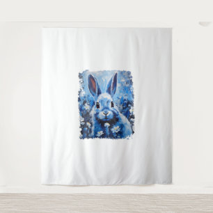 Pop Art Colorful Bunny Rabbit Blue Tapestry