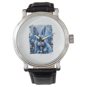 Pop Art Colorful Bunny Rabbit Blue Watch