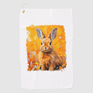 Pop Art Colorful Bunny Rabbit Orange Golf Towel