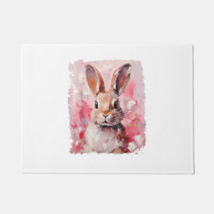 Pop Art Colorful Bunny Rabbit Pink  Doormat