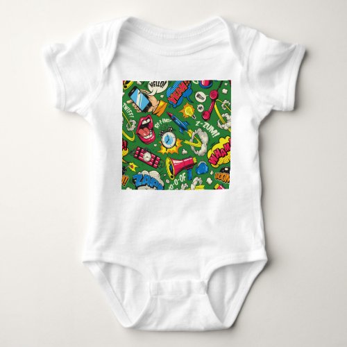 Pop Art Colorful Comic Seamless Baby Bodysuit